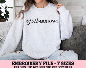 Folkwhore Machine Embroidery Design, Trendy Swifty File (7 Sizes)