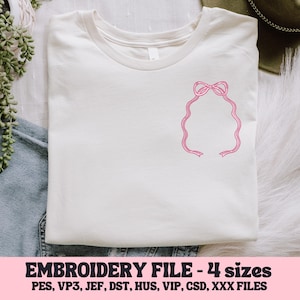 Ribbon Frame Embroidery Design, Cute Embroidery Design, Monogram Frame Embroidery File, Embroidery Design For Apparel