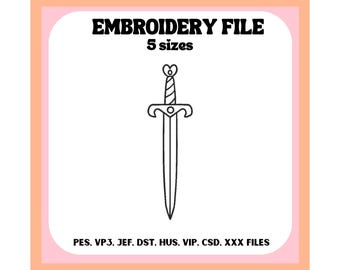 Schwert Stickdatei, Fantasy, Romantasy, Design für Bekleidung, Bücherwurm