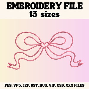 Bow Outline Embroidery Design, Cute Embroidery Design, Bow Outline Embroidery File, Embroidery Design For Apparel