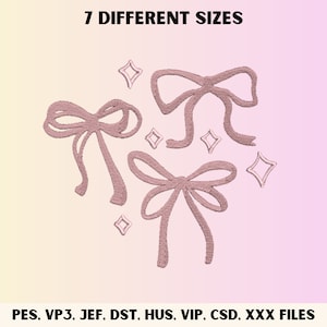 Bows & Stars Embroidery Design, Cute Embroidery Design, Bow Embroidery File, Embroidery Design For Apparel