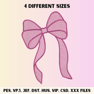 Bow Embroidery Design, Cute Embroidery Design, Bow Embroidery File, Embroidery Design For Apparel, Trendy Embroidery