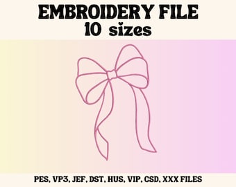 Bow Embroidery Design, Cute Embroidery Design, Bow Embroidery File, Embroidery Design For Apparel