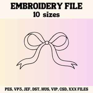 Bow Outline Embroidery Design, Cute Embroidery Design, Bow Outline Embroidery File, Embroidery Design For Apparel