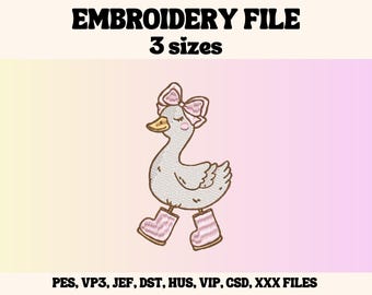 Silly Goose Embroidery, Coquette, Easter Embroidery Design, Spring, Cottagecore