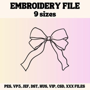 Bow Outline Embroidery Design, Cute Embroidery Design, Bow Outline Embroidery File, Embroidery Design For Apparel