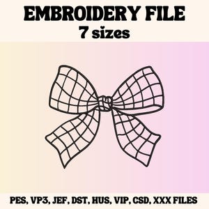 Checkered Bow Embroidery Design, Cute Embroidery Design, Bow Embroidery File, Embroidery Design For Apparel