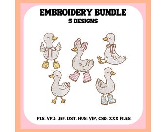 Goose Embroidery Designs Bundle, Cottagecore Spring (Digital Files)