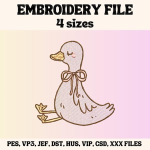 Silly Goose Embroidery, Coquette, Easter Embroidery Design, Spring