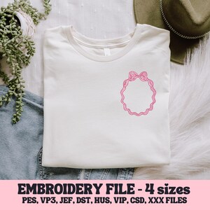 Ribbon Frame Embroidery Design, Cute Embroidery Design, Monogram Embroidery File, Embroidery Design For Apparel