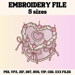 Cake Embroidery Design, Cute Embroidery Design, Coquette Embroidery File, Embroidery Design For Apparel, Valentines Day
