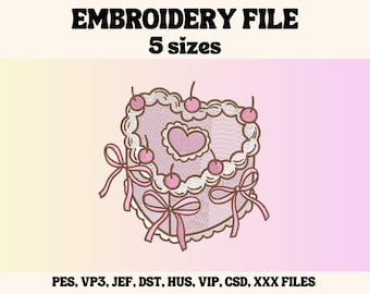 Cake Embroidery Design, Coquette Style (Digital File)