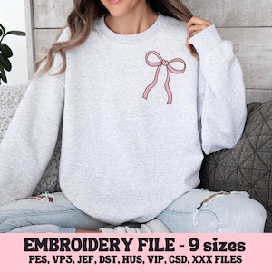 Heart Bow Embroidery Design, Cute Embroidery Design, Coquette Embroidery File, Embroidery Design For Apparel, Valentines Day