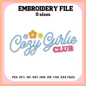 Arquivo de bordado para máquina: Cozy Girlie Club - Design de Bordado Aconchegante para Meninas