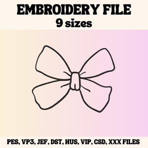 Bow Outline Embroidery Design, Cute Embroidery Design, Bow Outline Embroidery File, Embroidery Design For Apparel