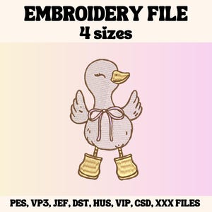 Silly Goose Embroidery, Coquette, Easter Embroidery Design, Spring