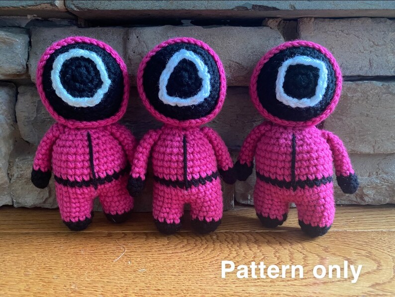 Pattern Only Squid Game Guards Crochet Pattern, Full Guide with Pictures Pattern Squid Game Staff, Squid Game Crochet image 3