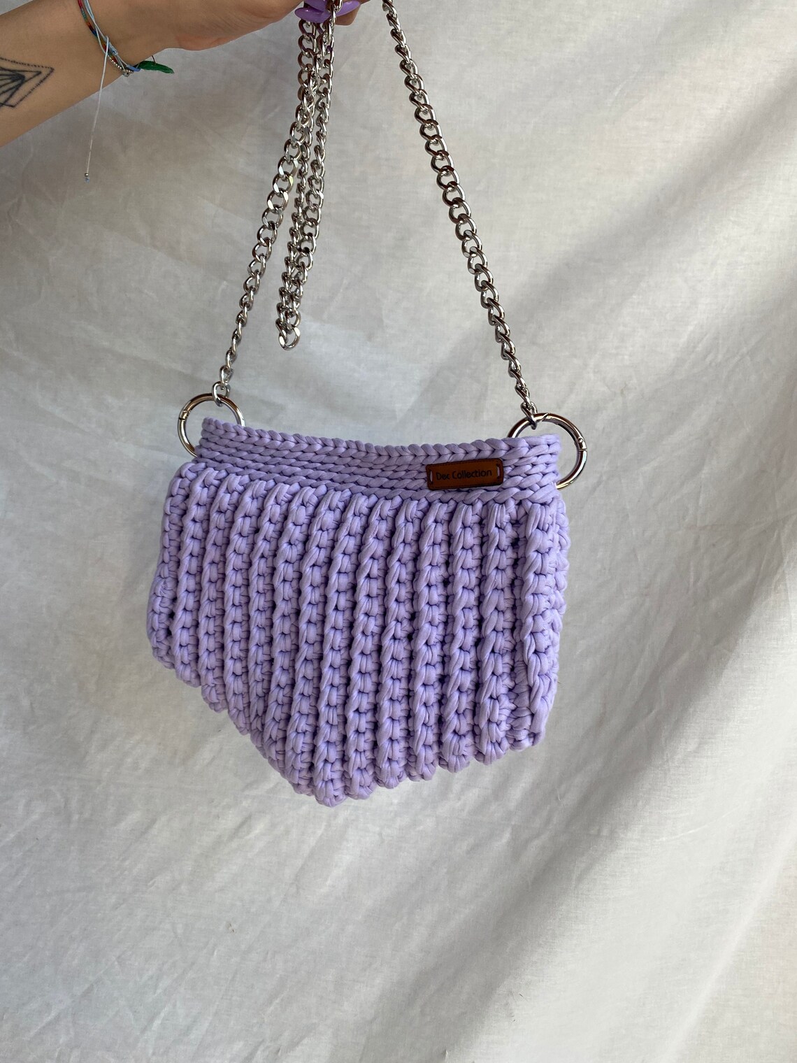Crochet Shoulder Bag Genuine Cotton Shoulder Bag Crochet Etsy