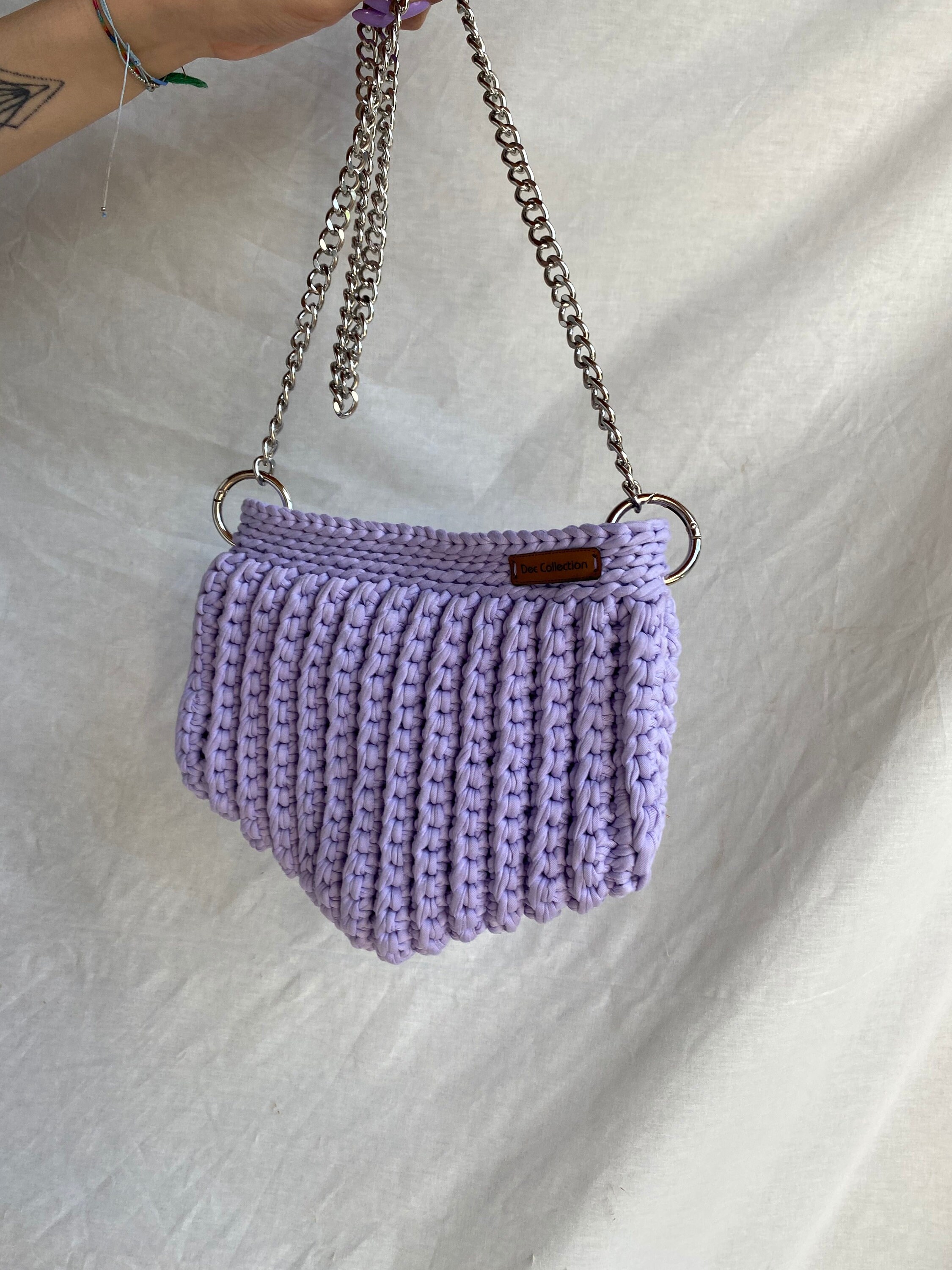Crochet Shoulder Bag Genuine Cotton Shoulder Bag Crochet Etsy