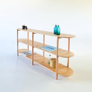 Wooden Shelving Unit Low Bookshelf 4 Sizes 4 Colors Vinyl Record Storage, Bookshelves, Tv Stand, Minimalist Shelving, Sideboard Beech Wood