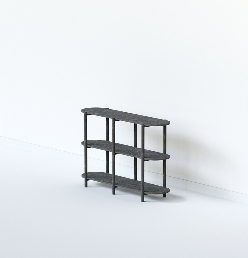 Wooden Shelving Unit 47 Shelf, Low Bookshelf, Vinyl Record Storage, Bookshelf, Minimalist Shelf, Sideboard Antique Black