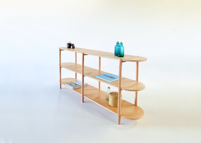 Wooden Shelving Unit Low Bookshelf 4 Sizes 4 Colors Vinyl Record Storage, Bookshelves, Tv Stand, Minimalist Shelving, Sideboard Beech Wood