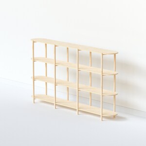 4-Tier-Bücherregal, Holz-Bücherregal, Konsolentisch, offenes Bücherregal, modernes Bücherregal, minimalistisches Regal Bild 10