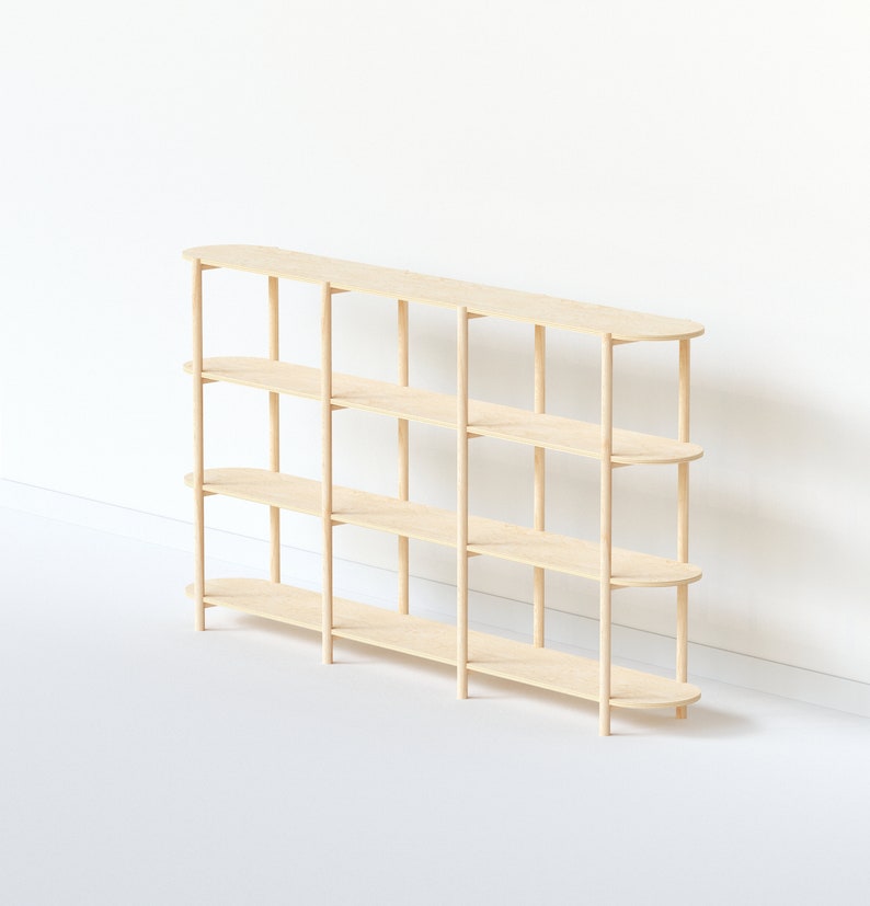 4-Tier-Bücherregal, Holz-Bücherregal, Konsolentisch, offenes Bücherregal, modernes Bücherregal, minimalistisches Regal Bild 10