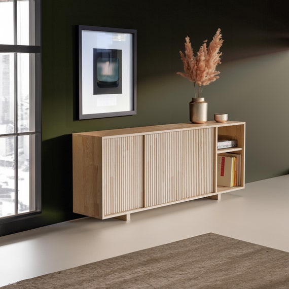 Solid Wood Sideboard Customizable Credenza Vinyl Record Storage Cabinet Record Credenza Record Player Stand Mid Century Modern Etsy