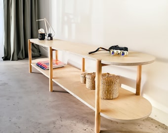 Niedriges Regal - Holz Niedriges Bücherregal, Holz-Tv-Ständer, Aufbewahrung von Schallplatten, Niedriges Bücherregal
