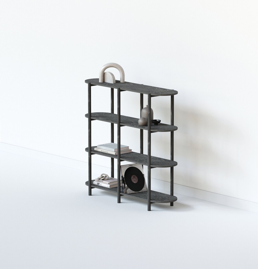 Wooden Shelving Unit 43 / 4 Shelf Low Bookshelf Etsy