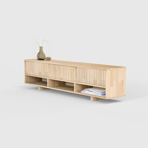 Solid Wood Media Console Cabinet, Wood Tv Stand, Sideboard Solid Wood, Mid-Century Sideboard, Handmade Wood Furniture