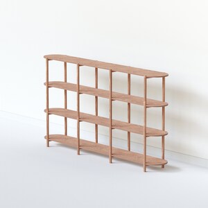 4-Tier-Bücherregal, Holz-Bücherregal, Konsolentisch, offenes Bücherregal, modernes Bücherregal, minimalistisches Regal Light Cherry