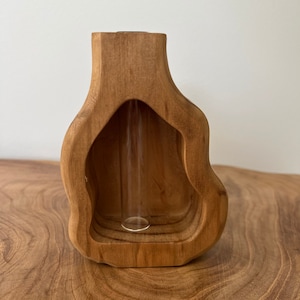 Solid Wood Vase, Wood Decore