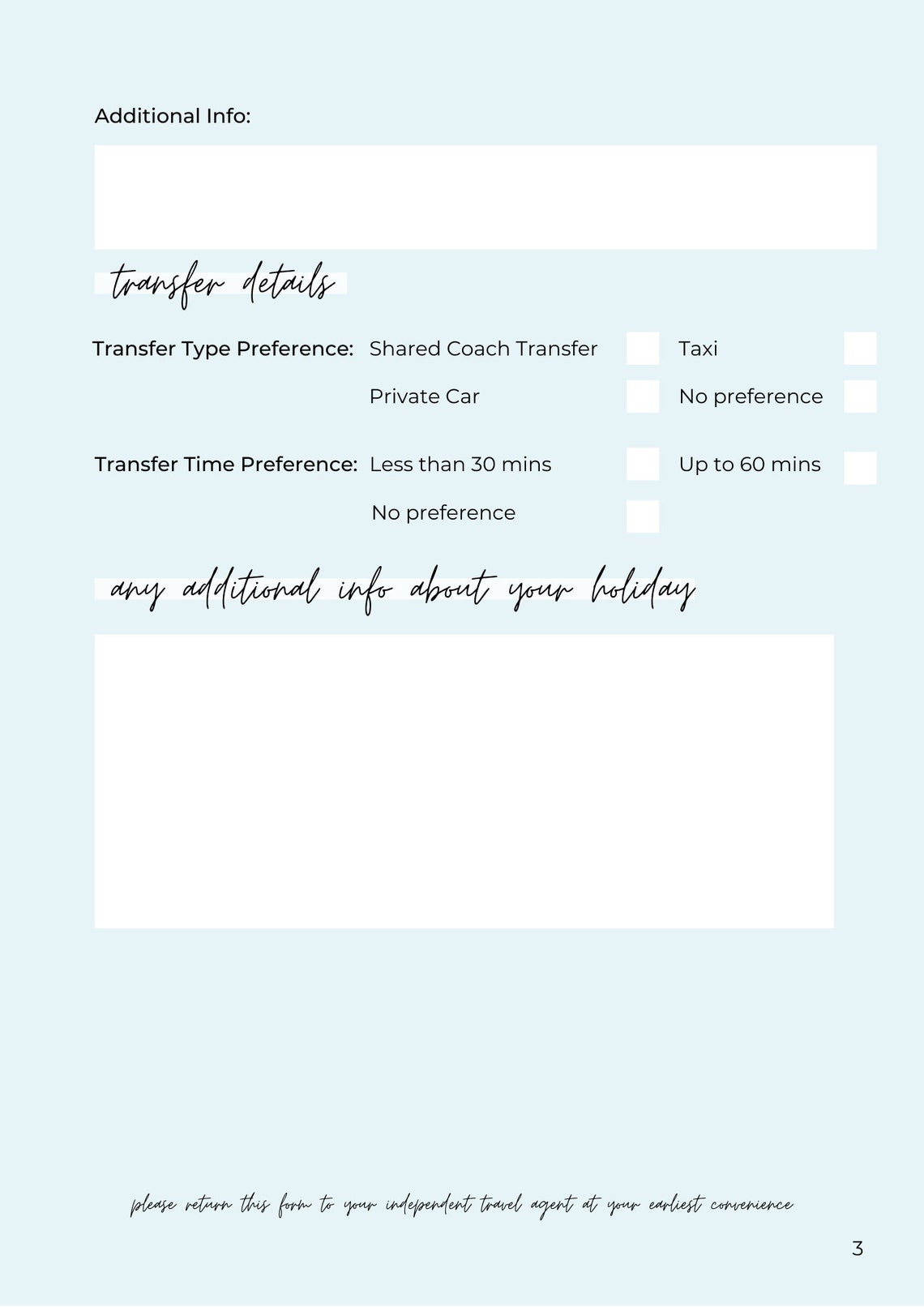 Travel Agent Customer Information Form Travel Business Tool Etsy