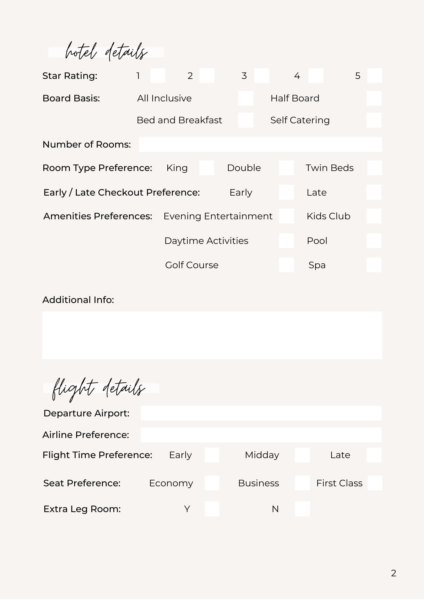 Travel Agent Customer Information Form Travel Business Tool - Etsy.de