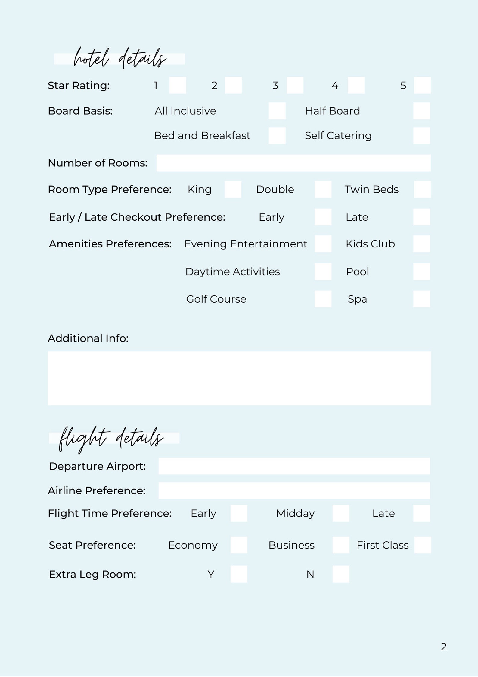 travel client information form