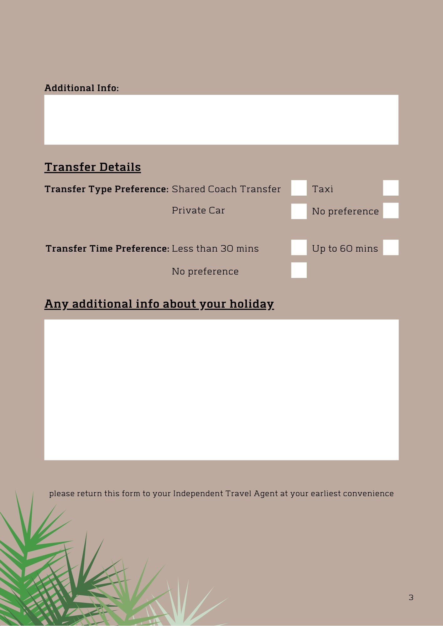 travel client information form