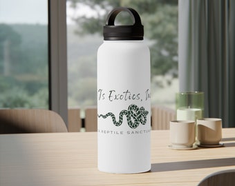 Stainless Steel Water Bottle with Handle Lid - Support Nonprofit Animal Sanctuary - Merch 727 feat AJSEXOTICS