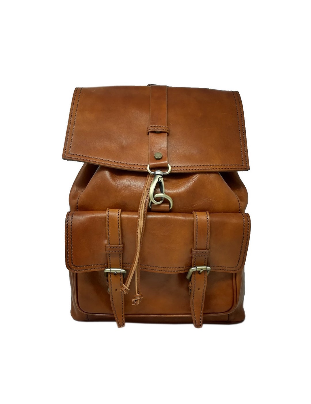 Handmade Leather Backpack Made in Italy Personalized Etsy