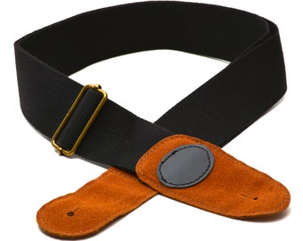 Elagon (BF) Black Guitar Strap for Electric, Acoustic and Bass Guitar. Quality Material.