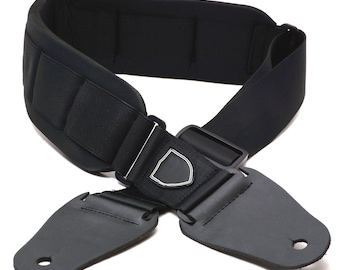 Elagon (PA) Black Padded Comfortable and Strong Guitar Strap for Electric, Acoustic and Bass Guitar.