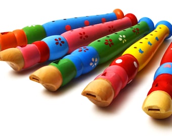 Elagon Childrens/Beginners Wooden Recorder. A great fun instrument for children, colourful with a great sound. Various patterns of colours.