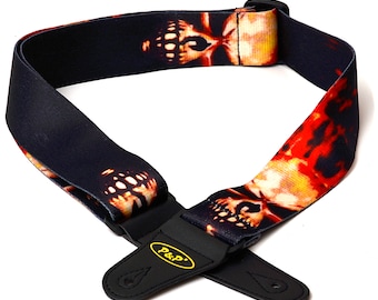 Elagon (SK) Skull Style Guitar Strap for Electric, Acoustic and Bass Guitar. Quality and Great Looking Strap.