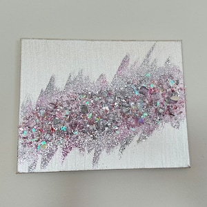 Pink Glitter Decor, Z Gallerie Inspired, White and Pink Glitter Art, Wall Art, Wall Decor, Abstract Glitter Art, Unicorn Art