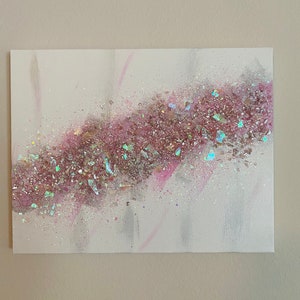 Pink Glitter Decor, Z Gallerie Inspired, White and Pink Glitter Art, Wall Art, Wall Decor, Abstract Glitter Art, Unicorn Art