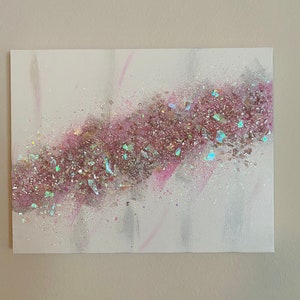 Pink Glitter Decor, Z Gallerie Inspired, White and Pink Glitter Art, Wall Art, Wall Decor, Abstract Glitter Art, Unicorn Art