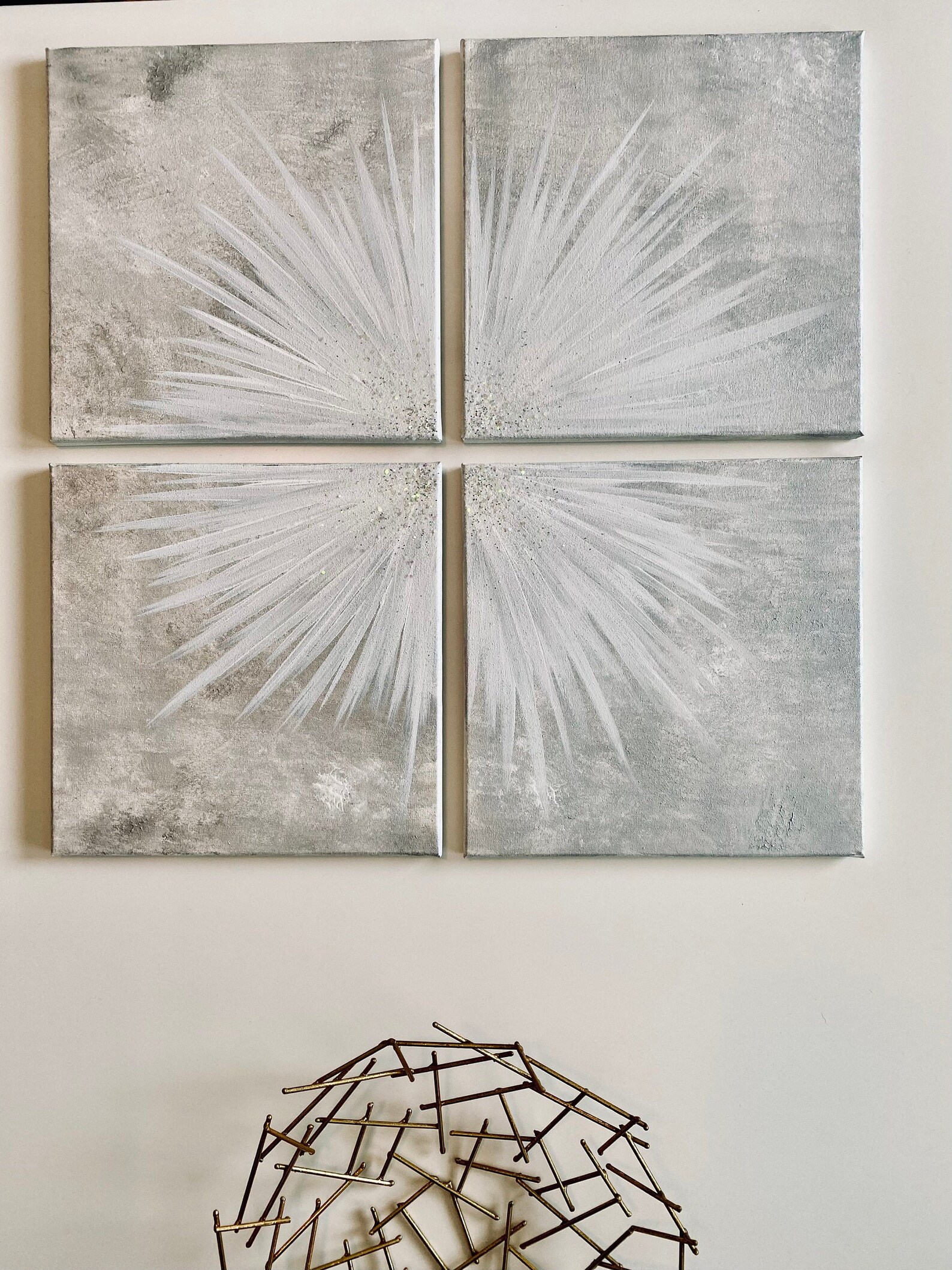 Silver Glitter Decor Z Gallerie Inspired Glitter Art Etsy