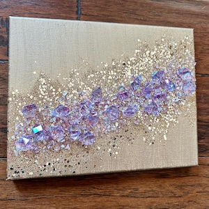 Champagne Gold Lilac Purple Glitter Decor, Z Gallerie Inspired, Glitter Art, Wall Art, Wall Decor, Abstract Glitter Art, Crushed Glass
