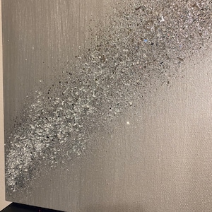 Silver Glitter Decor, Z Gallerie Inspired, Metallic Glitter Art, Wall Art, Wall Decor, Abstract Glitter Art, Silver Art, Crushed Glass Decor